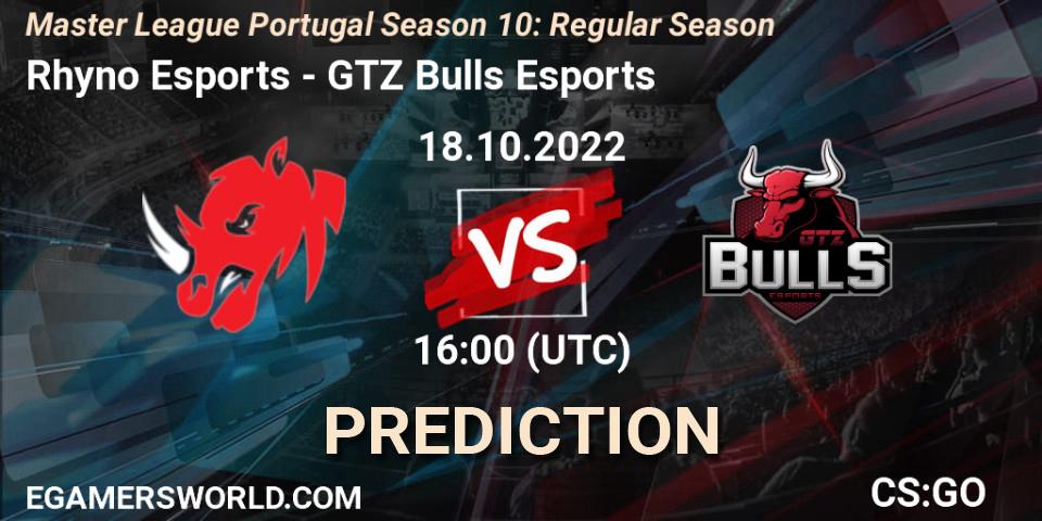 Rhyno Esports vs GTZ Bulls Esports: Match Prediction. 18.10.2022 at 16:00, Counter-Strike (CS2), Master League Portugal Season 10: Regular Season