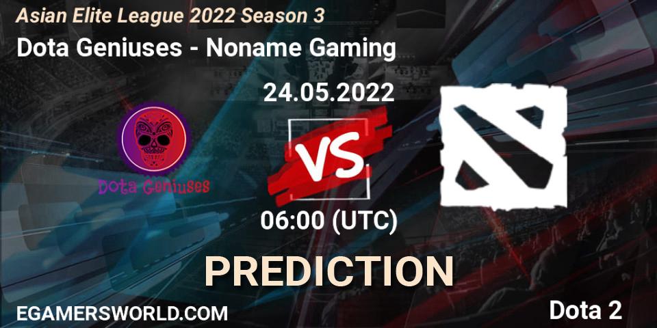 Dota Geniuses vs Noname Gaming: Match Prediction. 24.05.2022 at 05:58, Dota 2, Asian Elite League 2022 Season 3