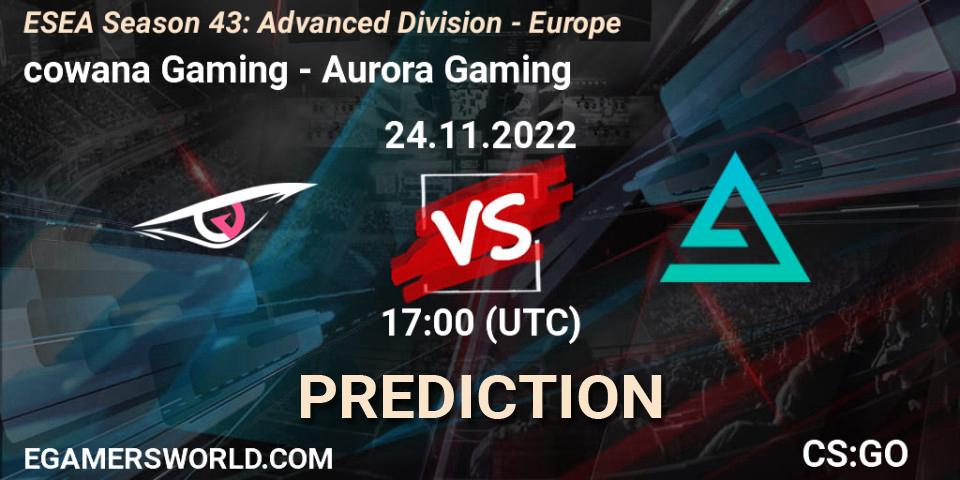 cowana Gaming vs Aurora: Match Prediction. 24.11.22, CS2 (CS:GO), ESEA Season 43: Advanced Division - Europe