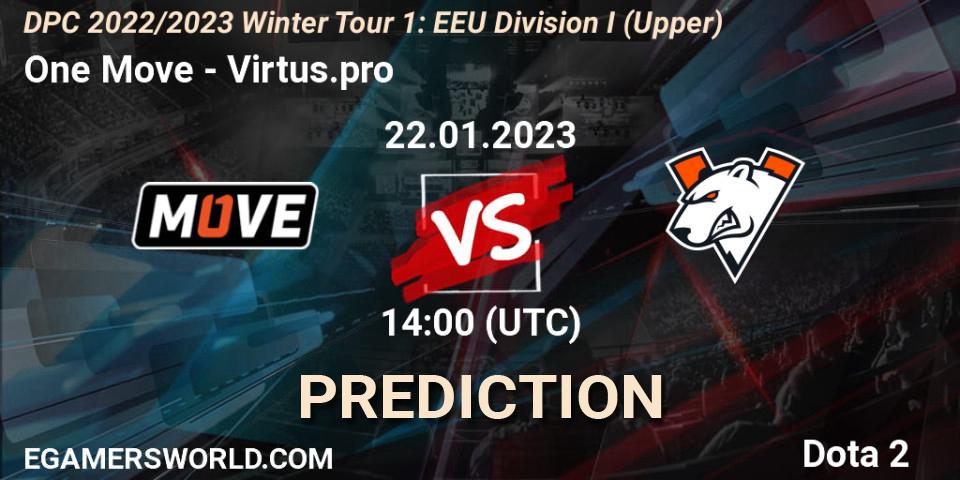 One Move vs Virtus.pro: Match Prediction. 22.01.2023 at 14:00, Dota 2, DPC 2022/2023 Winter Tour 1: EEU Division I (Upper)