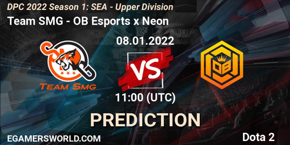 Team SMG vs OB Esports x Neon: Match Prediction. 14.01.2022 at 08:02, Dota 2, DPC 2022 Season 1: SEA - Upper Division