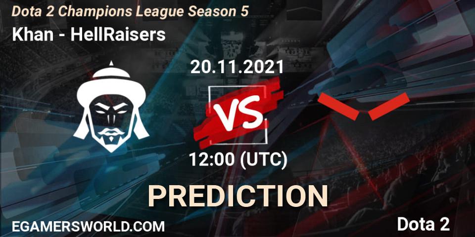 Khan vs HellRaisers: Match Prediction. 20.11.2021 at 12:03, Dota 2, Dota 2 Champions League 2021 Season 5