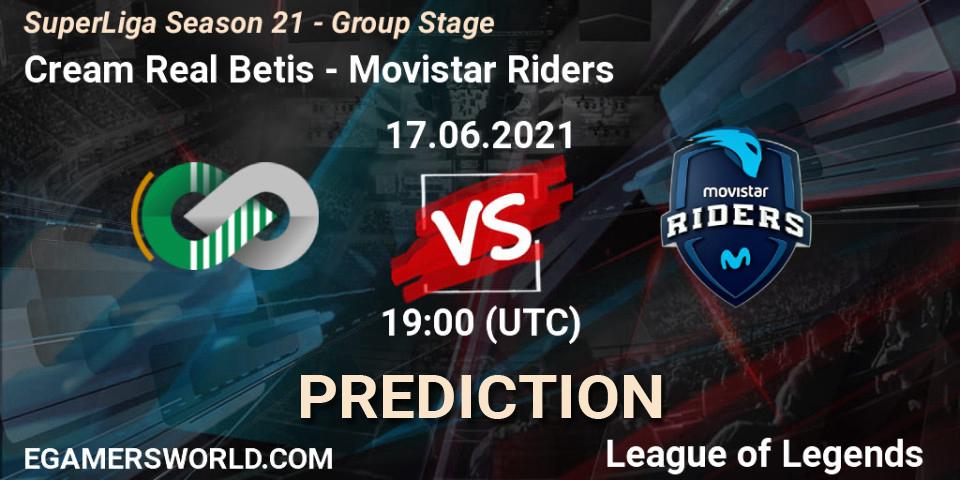 Cream Real Betis vs Movistar Riders: Match Prediction. 17.06.2021 at 19:00, LoL, SuperLiga Season 21 - Group Stage 