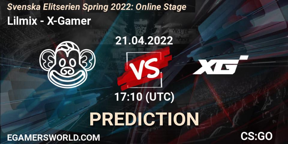 Lilmix vs X-Gamer: Match Prediction. 21.04.2022 at 17:10, Counter-Strike (CS2), Svenska Elitserien Spring 2022: Online Stage
