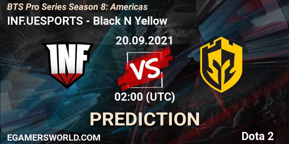 INF.UESPORTS vs Black N Yellow: Match Prediction. 20.09.2021 at 02:24, Dota 2, BTS Pro Series Season 8: Americas