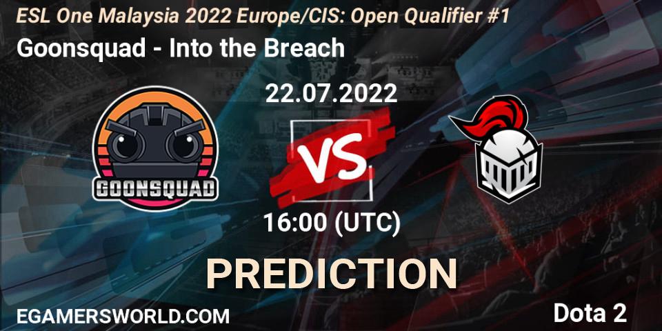 Goonsquad vs Into the Breach: Match Prediction. 22.07.2022 at 16:00, Dota 2, ESL One Malaysia 2022 Europe/CIS: Open Qualifier #1