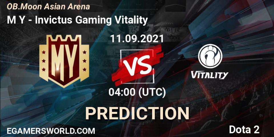 M Y vs Invictus Gaming Vitality: Match Prediction. 11.09.2021 at 09:17, Dota 2, OB.Moon Asian Arena