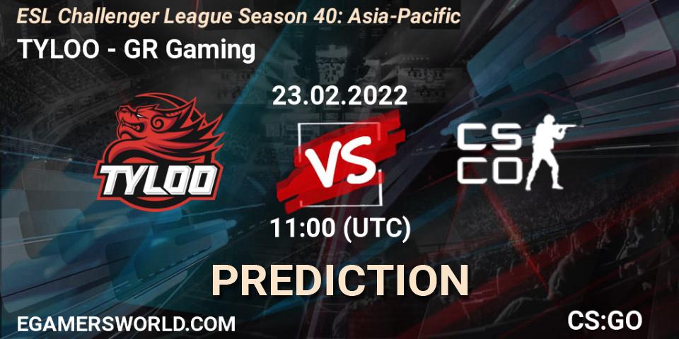 TYLOO vs GR Gaming: Match Prediction. 23.02.2022 at 12:00, Counter-Strike (CS2), ESL Challenger League Season 40: Asia-Pacific
