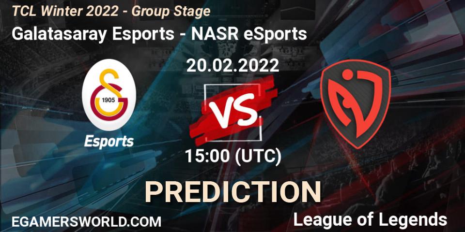 Galatasaray Esports vs NASR eSports: Match Prediction. 20.02.2022 at 15:00, LoL, TCL Winter 2022 - Group Stage