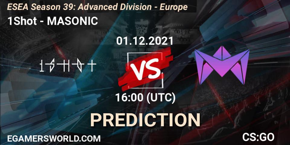 1Shot vs MASONIC: Match Prediction. 01.12.2021 at 16:00, Counter-Strike (CS2), ESEA Season 39: Advanced Division - Europe