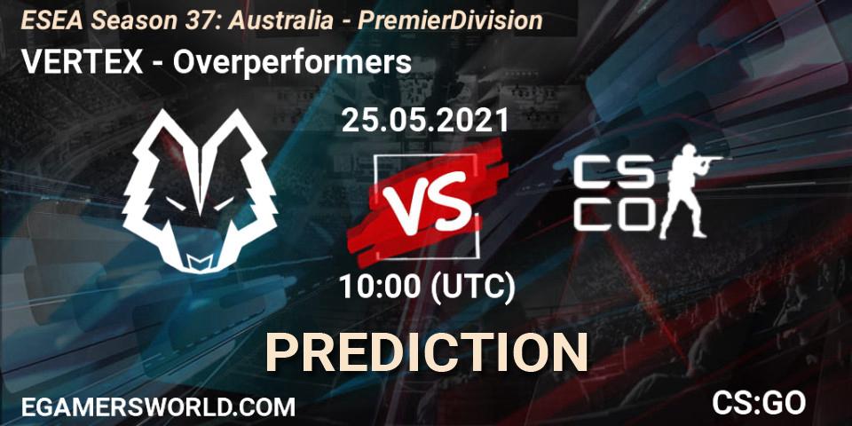 VERTEX vs Overperformers: Match Prediction. 25.05.2021 at 10:00, Counter-Strike (CS2), ESEA Season 37: Australia - Premier Division