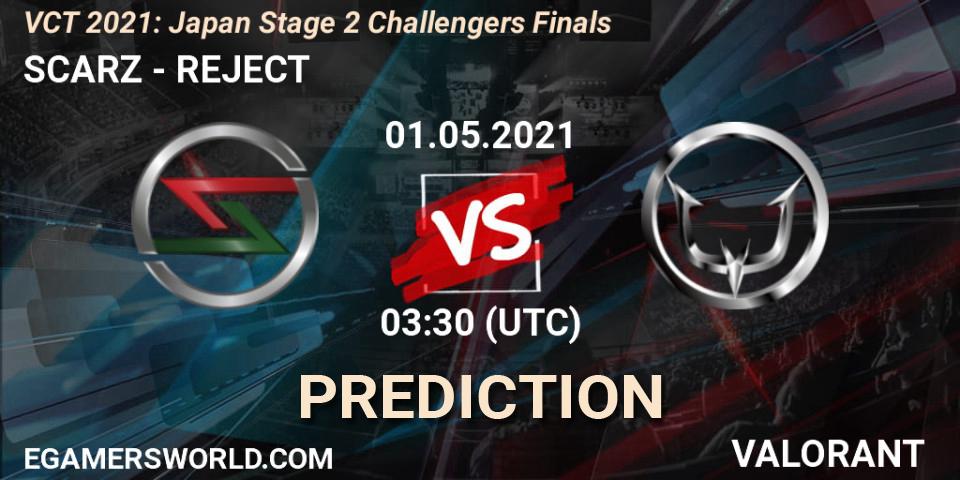 SCARZ vs REJECT: Match Prediction. 01.05.2021 at 03:30, VALORANT, VCT 2021: Japan Stage 2 Challengers Finals