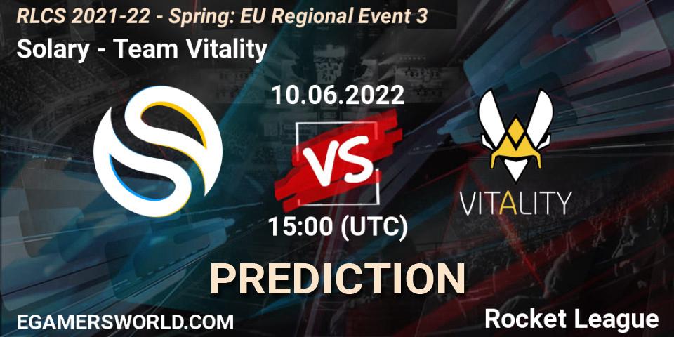 Solary vs Team Vitality: Match Prediction. 10.06.2022 at 15:00, Rocket League, RLCS 2021-22 - Spring: EU Regional Event 3