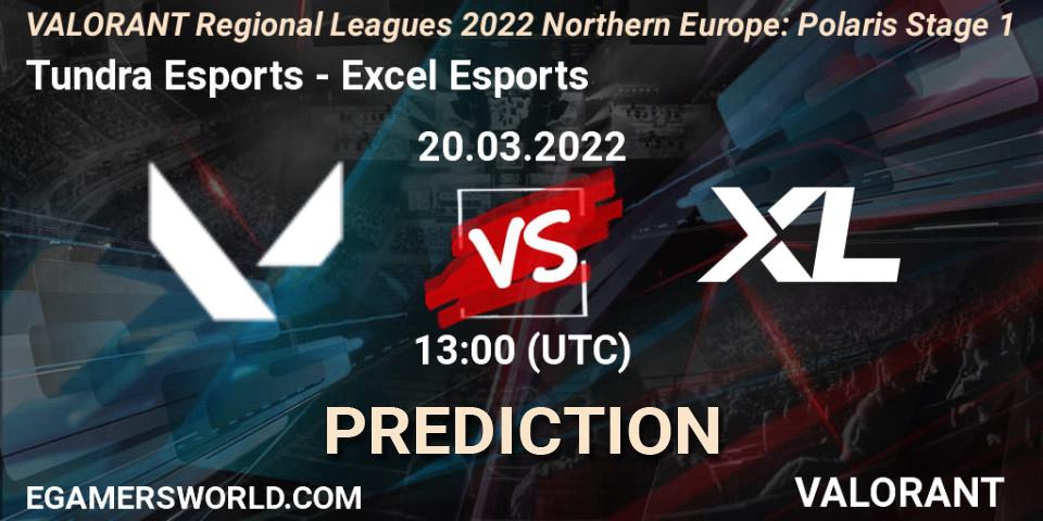 Tundra Esports vs Excel Esports: Match Prediction. 20.03.2022 at 13:00, VALORANT, VALORANT Regional Leagues 2022 Northern Europe: Polaris Stage 1