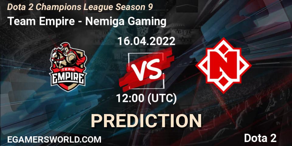 Team Empire vs Nemiga Gaming: Match Prediction. 16.04.22, Dota 2, Dota 2 Champions League Season 9
