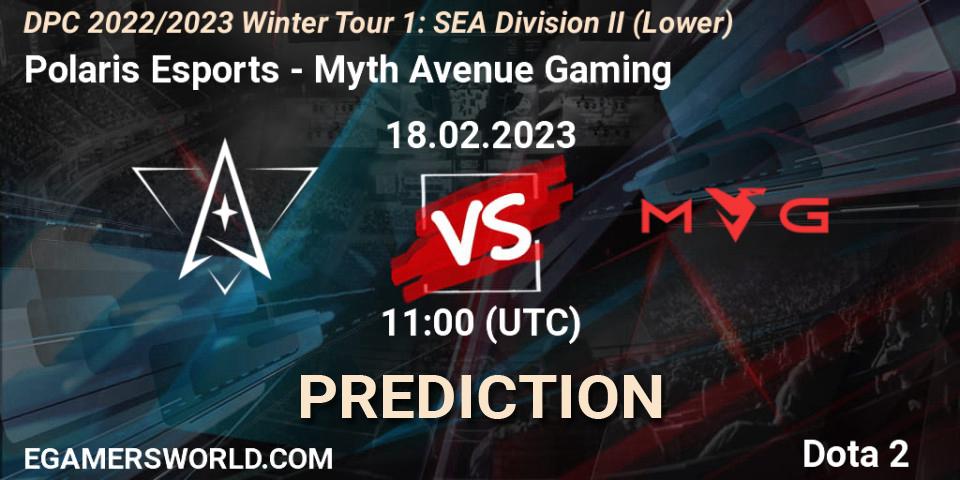 Polaris Esports vs Myth Avenue Gaming: Match Prediction. 19.02.23, Dota 2, DPC 2022/2023 Winter Tour 1: SEA Division II (Lower)