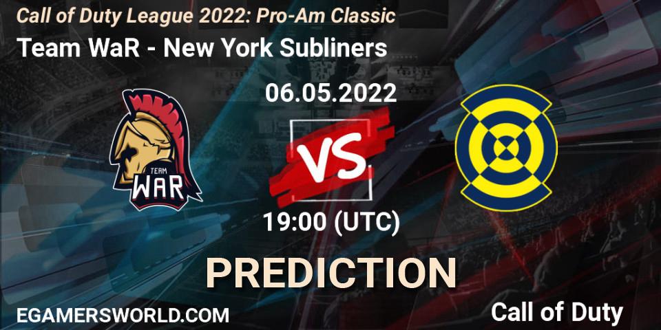 Team WaR vs New York Subliners: Match Prediction. 06.05.22, Call of Duty, Call of Duty League 2022: Pro-Am Classic