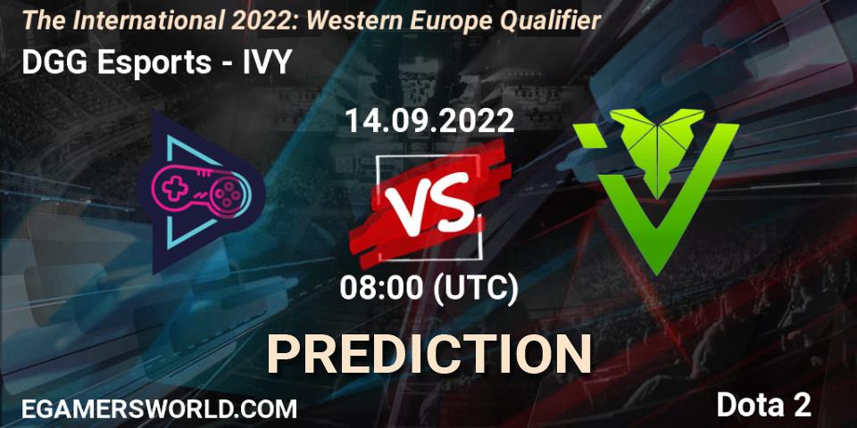 DGG Esports vs IVY: Match Prediction. 14.09.2022 at 08:01, Dota 2, The International 2022: Western Europe Qualifier