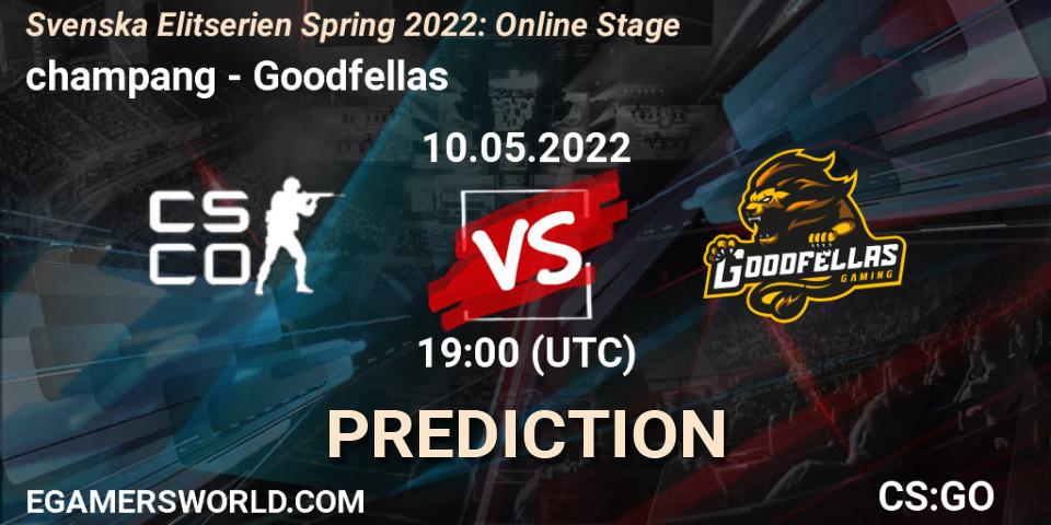 champang vs Goodfellas: Match Prediction. 10.05.22, CS2 (CS:GO), Svenska Elitserien Spring 2022: Online Stage