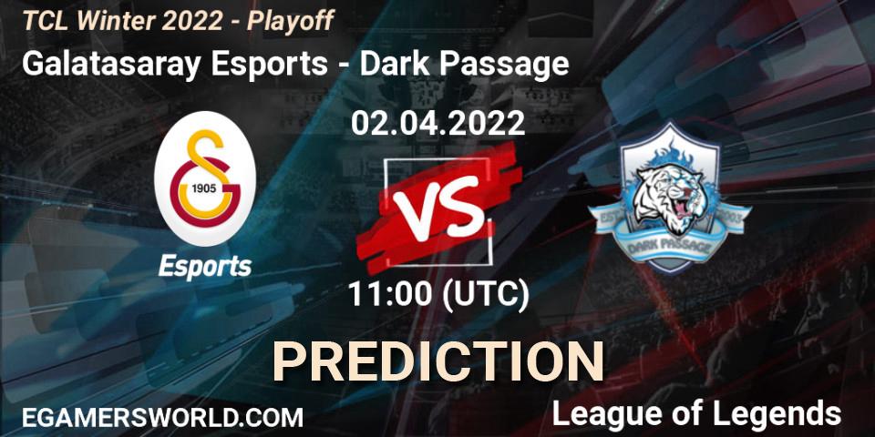 Galatasaray Esports vs Dark Passage: Match Prediction. 02.04.2022 at 11:00, LoL, TCL Winter 2022 - Playoff