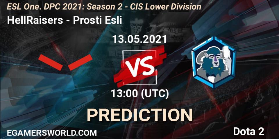 HellRaisers vs Prosti Esli: Match Prediction. 13.05.2021 at 12:55, Dota 2, ESL One. DPC 2021: Season 2 - CIS Lower Division