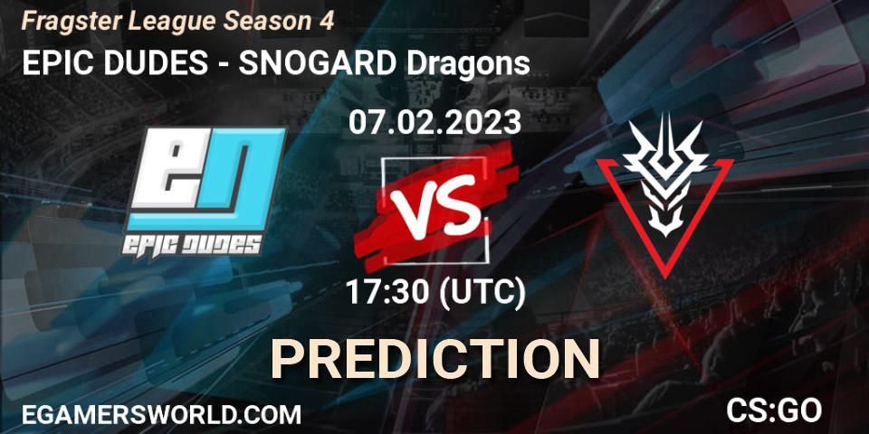 EPIC DUDES vs SNOGARD Dragons: Match Prediction. 08.02.23, CS2 (CS:GO), Fragster League Season 4