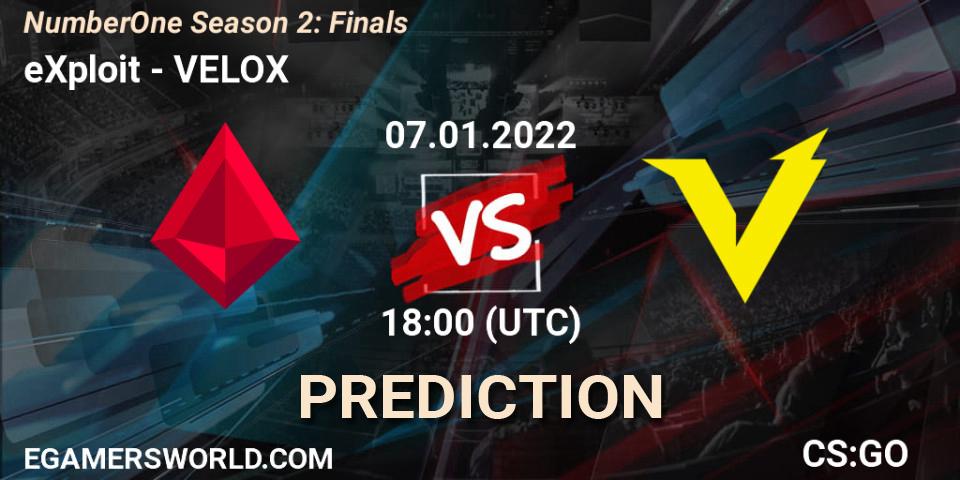 eXploit vs VELOX: Match Prediction. 07.01.2022 at 18:05, Counter-Strike (CS2), NumberOne Season 2: Finals