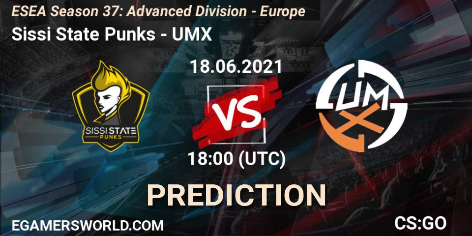 Sissi State Punks vs UMX: Match Prediction. 18.06.2021 at 18:00, Counter-Strike (CS2), ESEA Season 37: Advanced Division - Europe