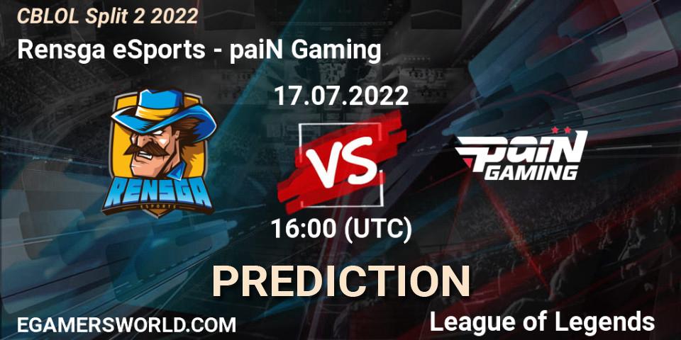 Rensga eSports vs paiN Gaming: Match Prediction. 17.07.22, LoL, CBLOL Split 2 2022
