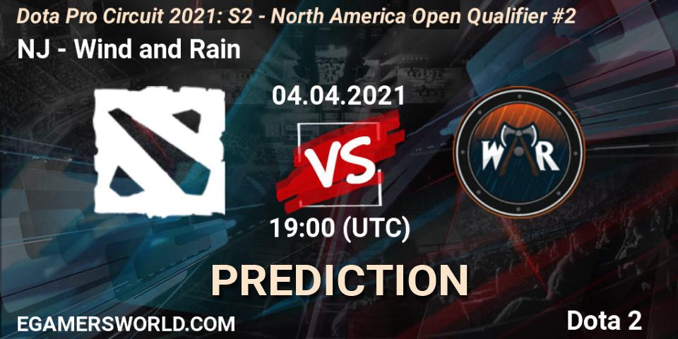 NJ vs Wind and Rain: Match Prediction. 04.04.21, Dota 2, Dota Pro Circuit 2021: S2 - North America Open Qualifier #2