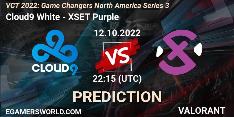 Cloud9 White vs XSET Purple: Match Prediction. 12.10.2022 at 22:15, VALORANT, VCT 2022: Game Changers North America Series 3