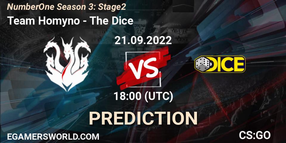 Team Homyno vs The Dice: Match Prediction. 21.09.2022 at 18:00, Counter-Strike (CS2), NumberOne Season 3: Stage 2