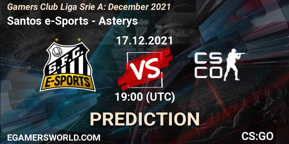 Santos e-Sports vs Asterys Gaming: Match Prediction. 17.12.21, CS2 (CS:GO), Gamers Club Liga Série A: December 2021