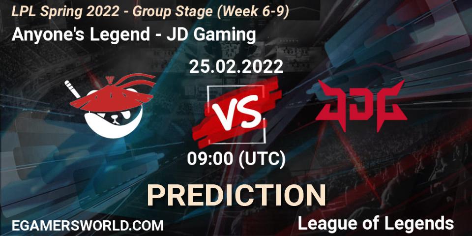 Anyone's Legend vs JD Gaming: Match Prediction. 25.02.2022 at 10:00, LoL, LPL Spring 2022 - Group Stage (Week 6-9)