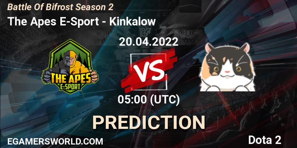 The Apes E-Sport vs Kinkalow: Match Prediction. 20.04.2022 at 05:05, Dota 2, Battle Of Bifrost Season 2