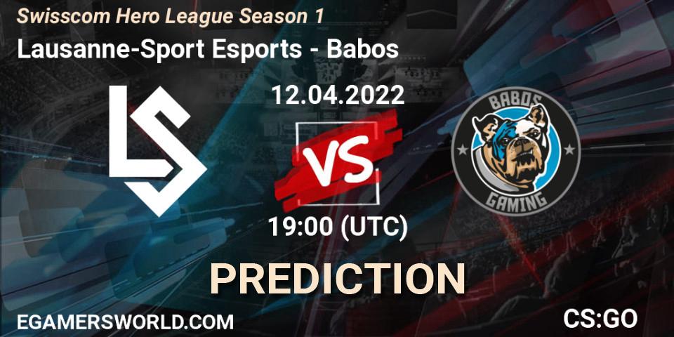 Lausanne-Sport Esports vs Babos: Match Prediction. 12.04.2022 at 19:00, Counter-Strike (CS2), Swisscom Hero League Season 1