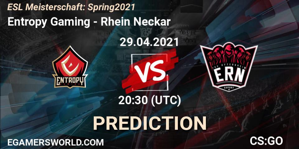 Entropy Gaming vs Rhein Neckar: Match Prediction. 29.04.2021 at 20:30, Counter-Strike (CS2), ESL Meisterschaft: Spring 2021