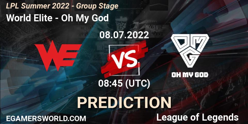 World Elite vs Oh My God: Match Prediction. 08.07.2022 at 09:00, LoL, LPL Summer 2022 - Group Stage