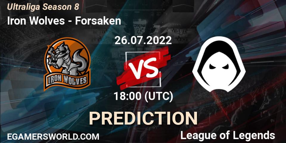 Iron Wolves vs Forsaken: Match Prediction. 26.07.2022 at 18:15, LoL, Ultraliga Season 8