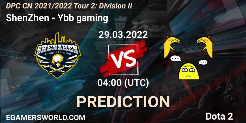 ShenZhen vs Ybb gaming: Match Prediction. 29.03.2022 at 04:04, Dota 2, DPC 2021/2022 Tour 2: CN Division II (Lower)