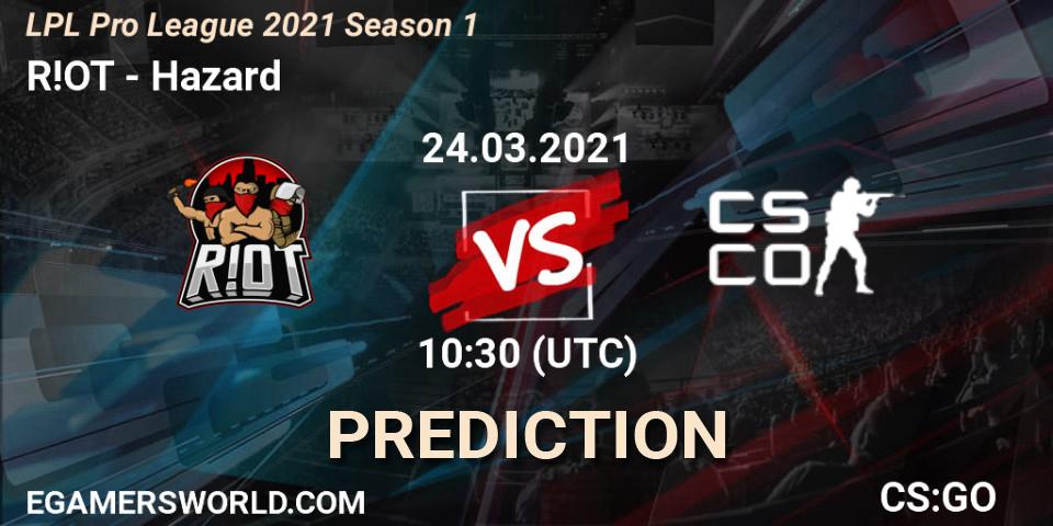 R!OT vs Hazard: Match Prediction. 24.03.2021 at 10:30, Counter-Strike (CS2), LPL Pro League 2021 Season 1