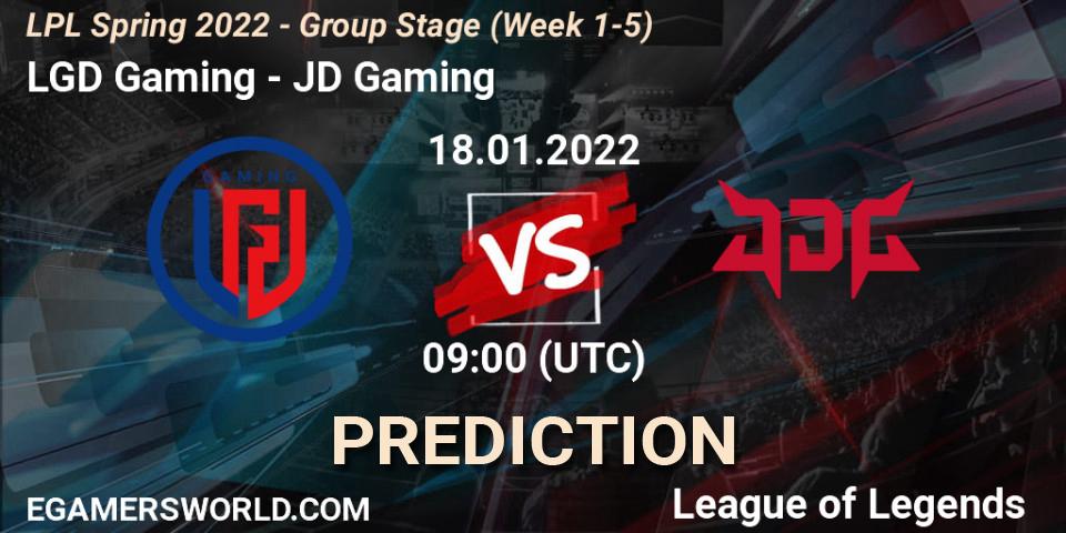 LGD Gaming vs JD Gaming: Match Prediction. 18.01.2022 at 09:00, LoL, LPL Spring 2022 - Group Stage (Week 1-5)