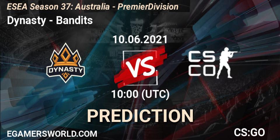 Dynasty vs Bandits: Match Prediction. 10.06.2021 at 10:00, Counter-Strike (CS2), ESEA Season 37: Australia - Premier Division