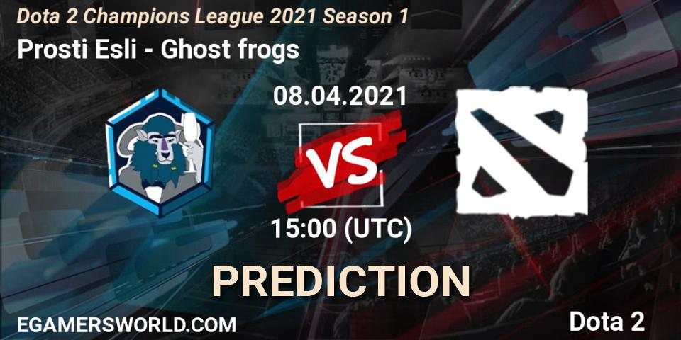 Prosti Esli vs Ghost frogs: Match Prediction. 08.04.2021 at 14:36, Dota 2, Dota 2 Champions League 2021 Season 1