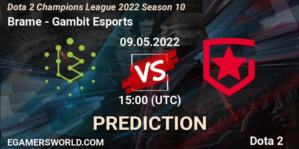 Brame vs Gambit Esports: Match Prediction. 09.05.2022 at 15:11, Dota 2, Dota 2 Champions League 2022 Season 10 