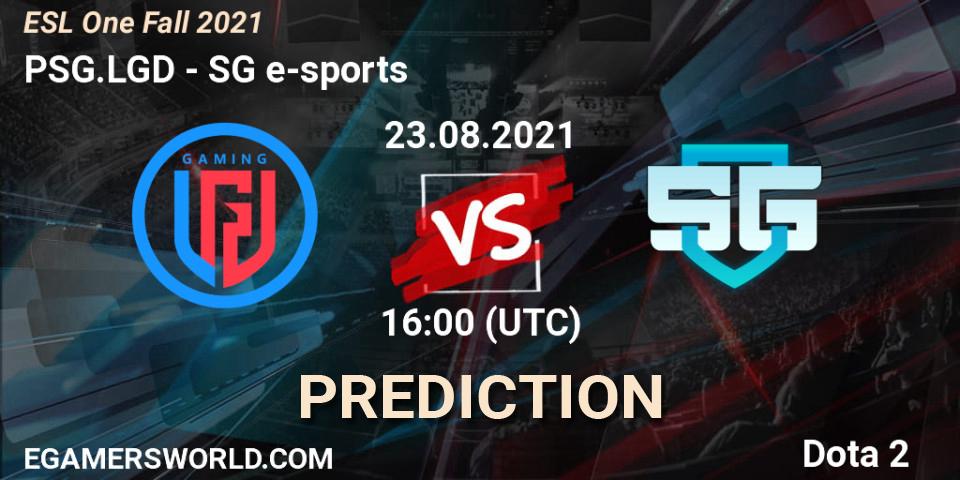 PSG.LGD vs SG e-sports: Match Prediction. 24.08.2021 at 16:00, Dota 2, ESL One Fall 2021