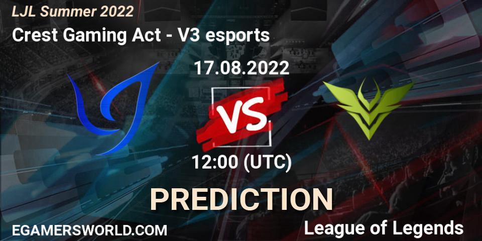 Crest Gaming Act vs V3 esports: Match Prediction. 17.08.22, LoL, LJL Summer 2022