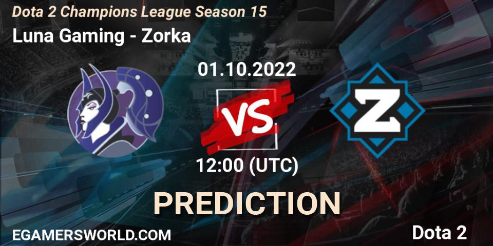 Luna Gaming vs Zorka: Match Prediction. 01.10.2022 at 10:23, Dota 2, Dota 2 Champions League Season 15