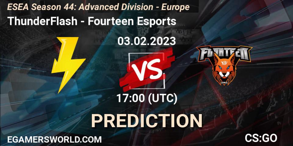 ThunderFlash vs Fourteen Esports: Match Prediction. 03.02.23, CS2 (CS:GO), ESEA Season 44: Advanced Division - Europe