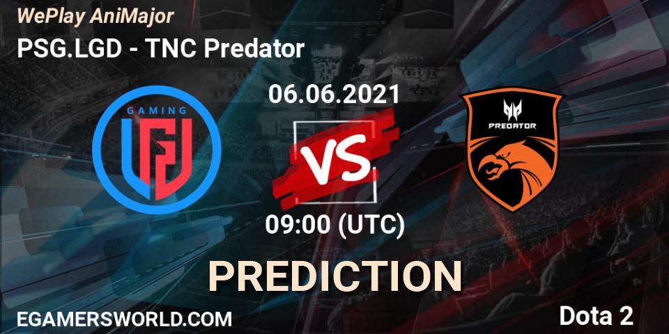 PSG.LGD vs TNC Predator: Match Prediction. 06.06.2021 at 11:00, Dota 2, WePlay AniMajor 2021